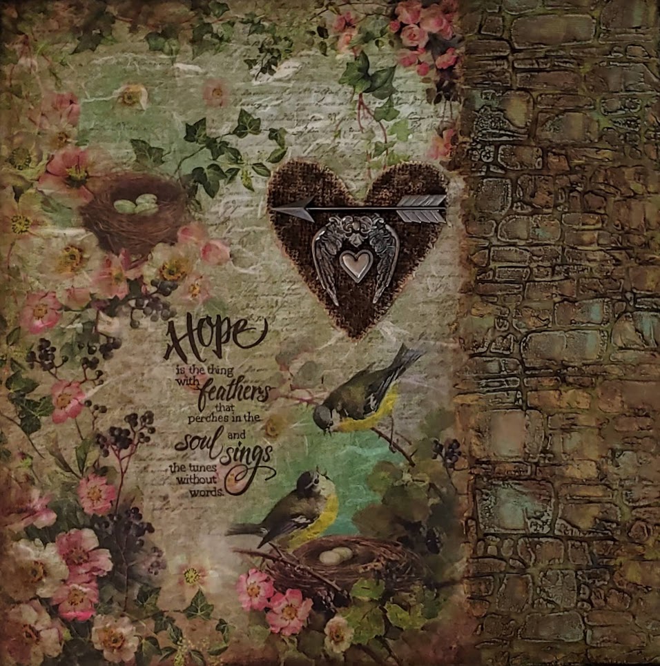 Mixed Media Art Panel - "Hope is the thing with feathers..."