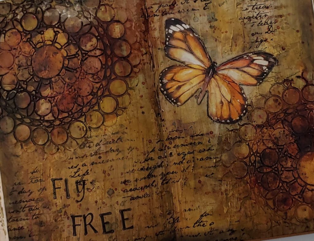 Art Journal Spread - Using Infusions - "Fly Free"