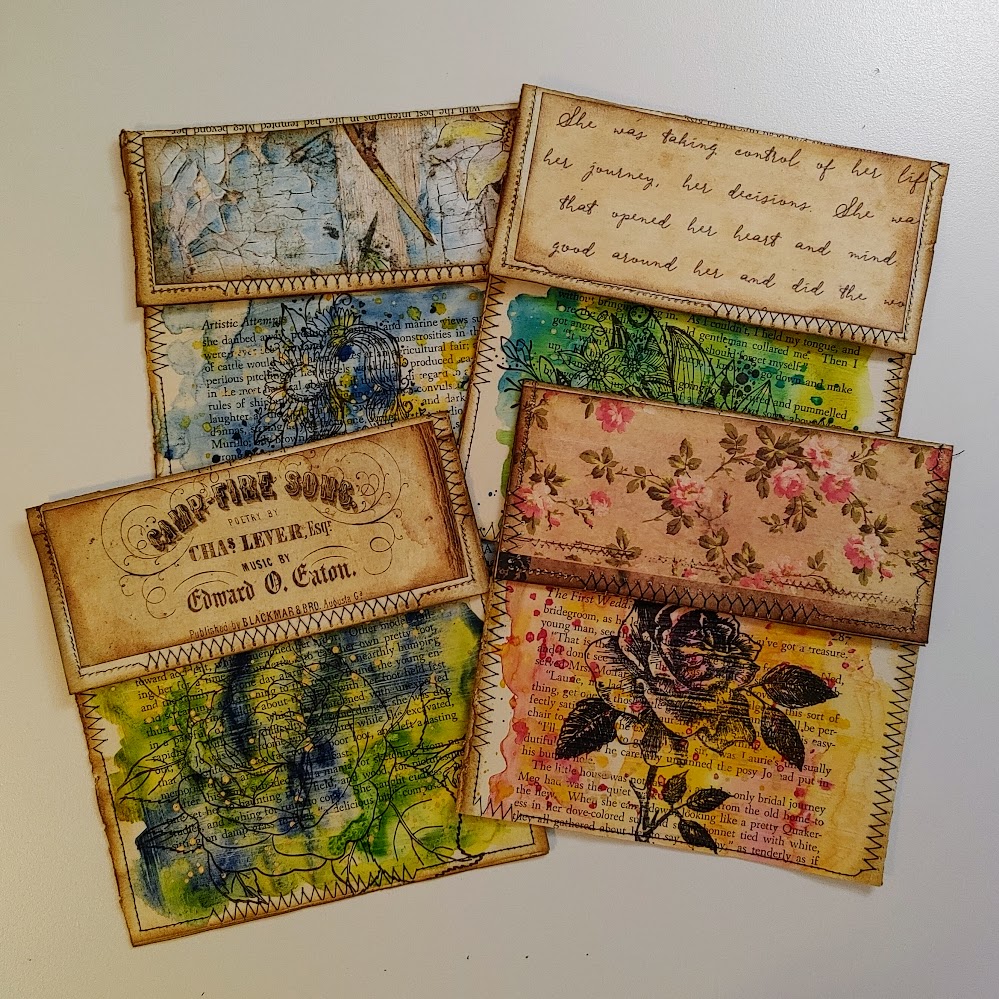 Video – Stamped, Gessoed & Watercolor Book Page Pockets