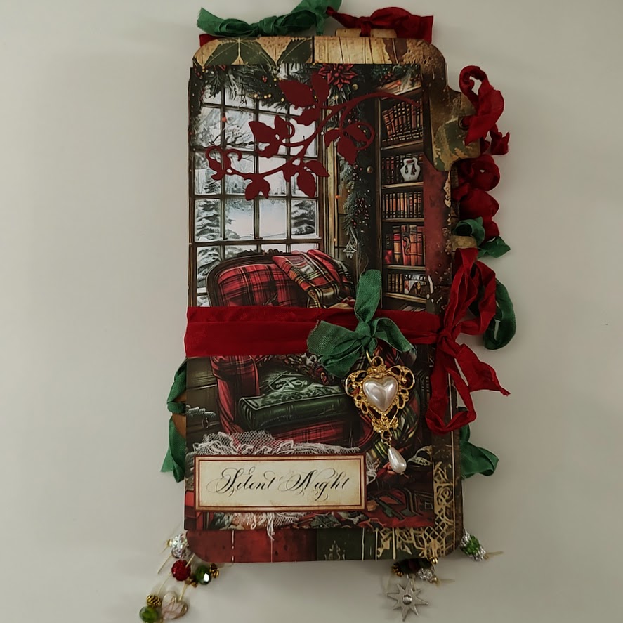 Video - Nostalgic Christmas Flip Flop Journal - Part 5 & Final - Eyelets, Seam Binding, & Beads