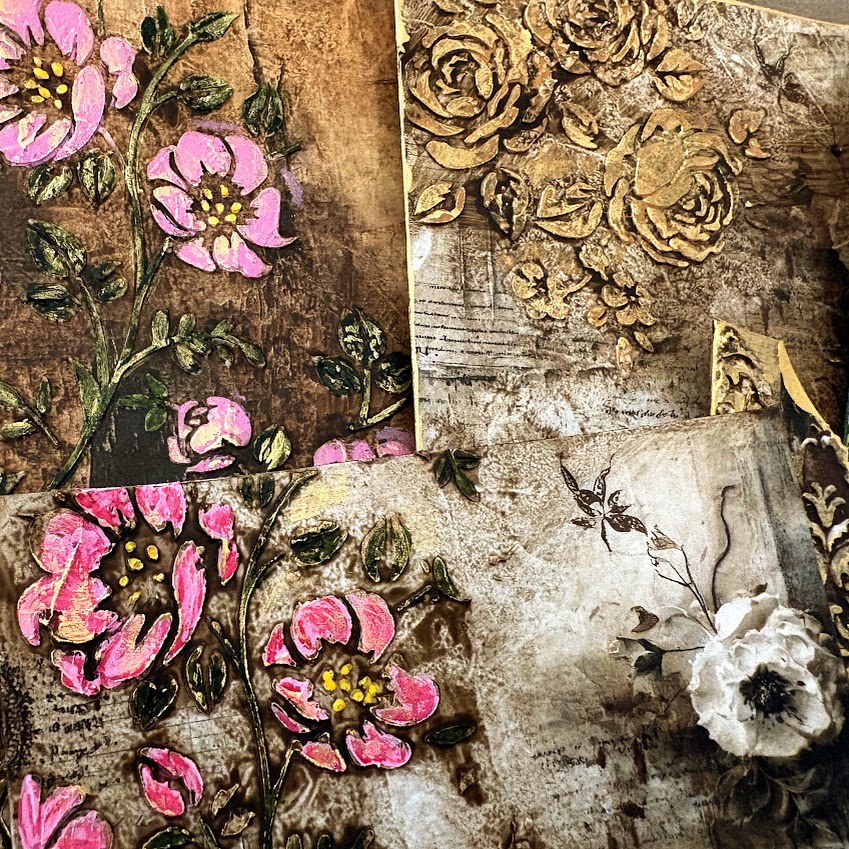 Video - Grungy Mixed Media Florals | Dimensional Junk Journal Pockets & Belly Bands